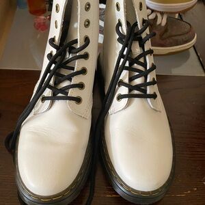 dr martens White Leather Lace-Up Boots